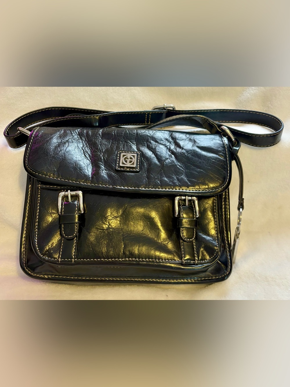 Giani Bernini Black Leather Satchel Crossbody